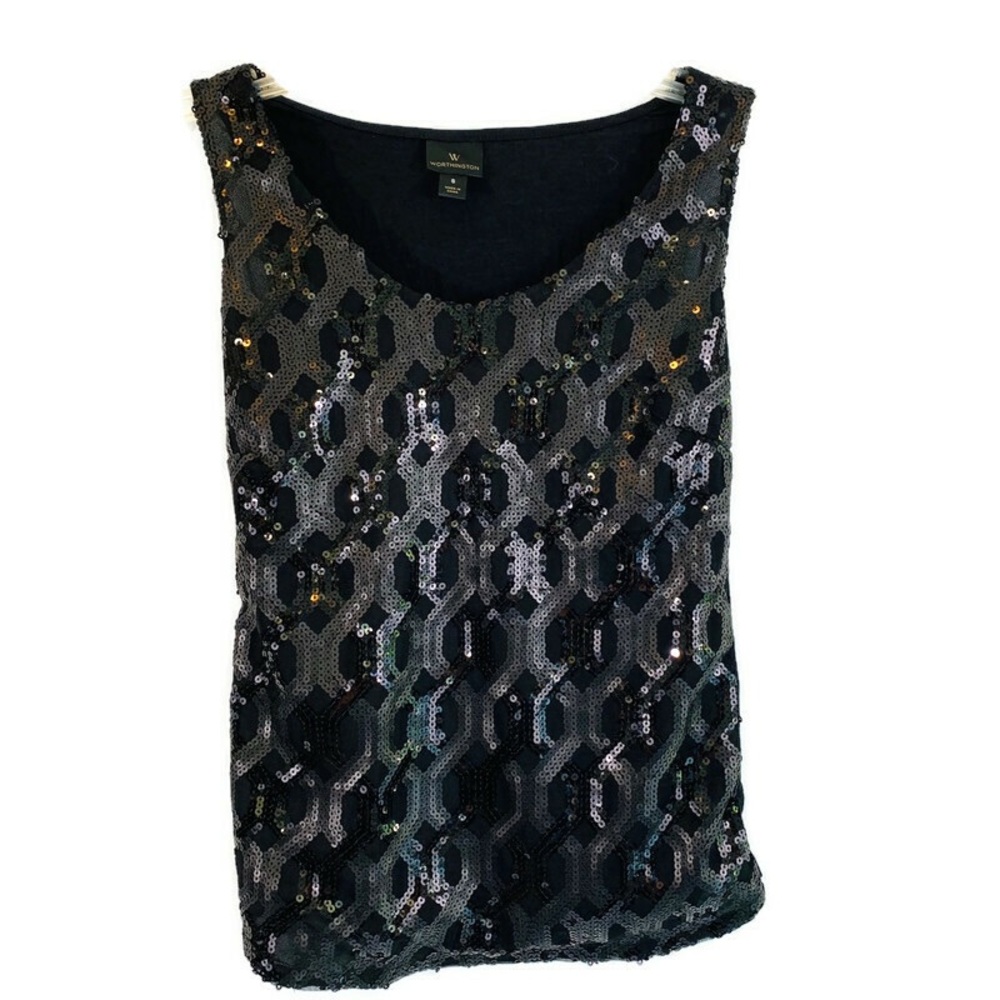 Black Sequined Shell by Worthington